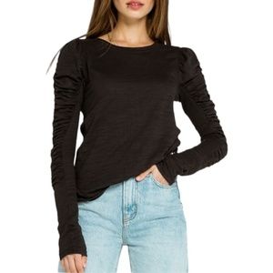 NWOT Free People Natasha Ruched Sleeve Top